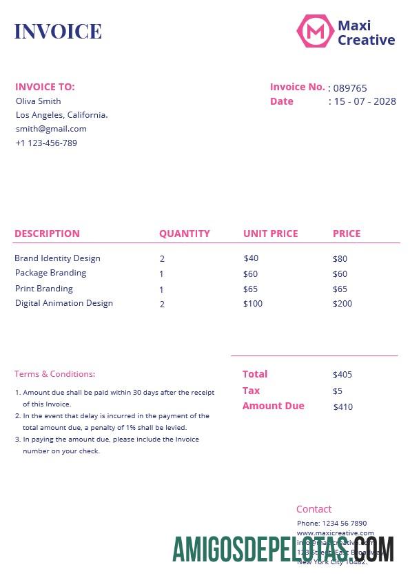 em branco Modelo de fatura de agência criativa